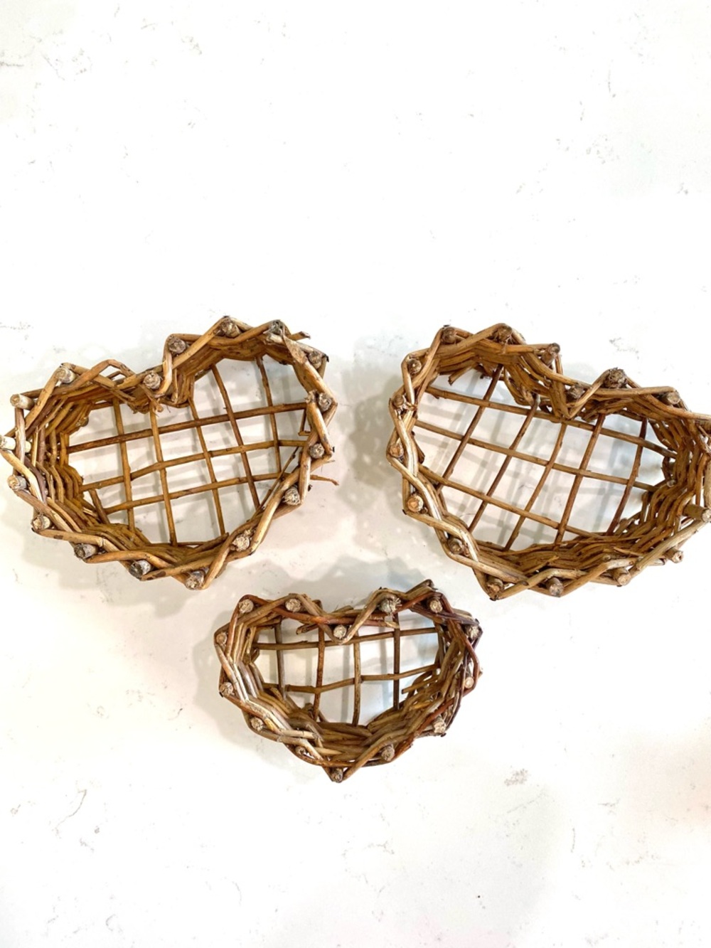Vintage Wicker Woven Hearts Set of 3 Wall Decor Cottage Core Granny Core Country